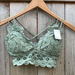 Anemone Kindred Boutique Lace Double Strap Bralette in Dusty Teal